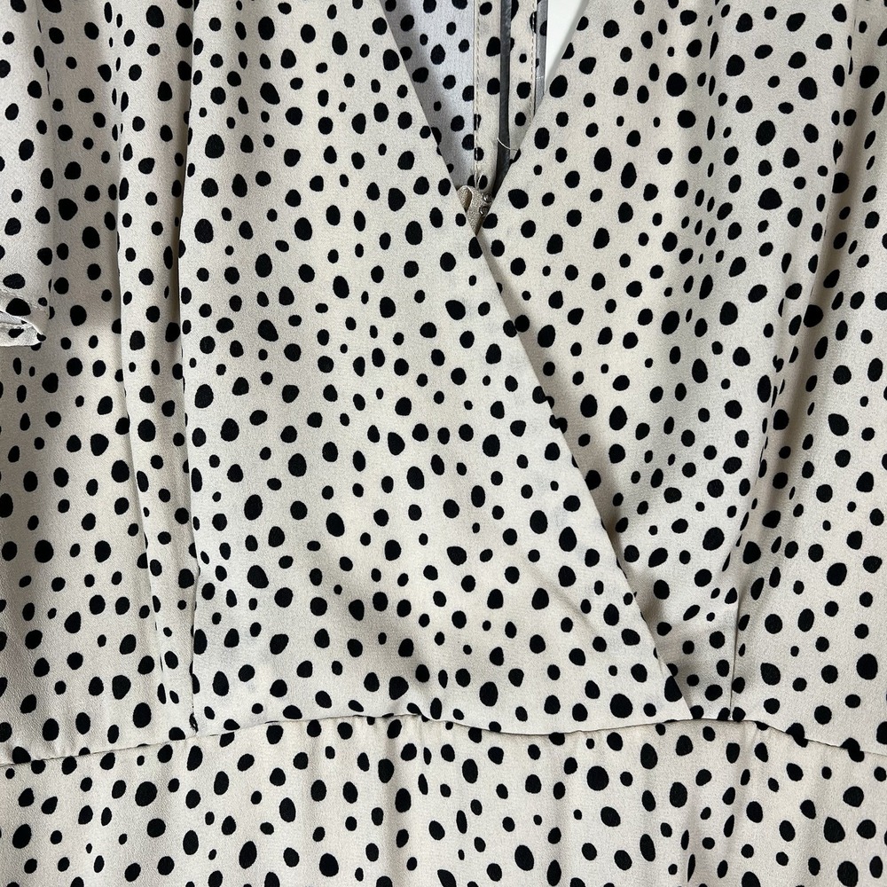 FRANCESCA'S Blue Rain Dane Spotted Front Tie Mini Godet Hemline Size Large NWT - Picture 3 of 16